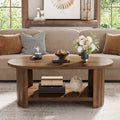47.24 Oval Wooden Accent Center Tables With Dual Base For Living Room 17.71 H X 47.24 W X 23.62 D