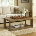 47.24 Rectangular Rustic Coffee Table With Open Storage Shelf