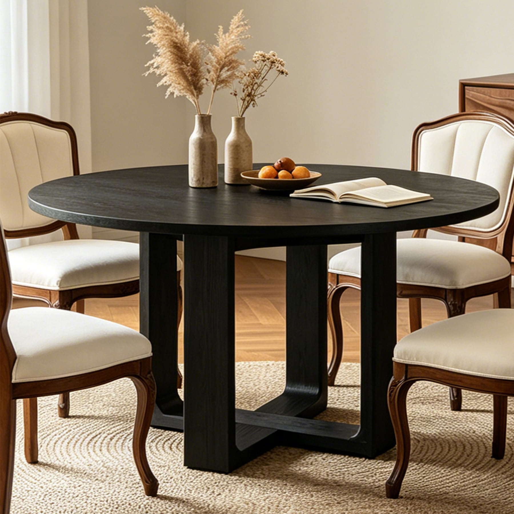 47.24 Round Dining Table For 6 People Solid Wood Kitchen Table For Dining Room