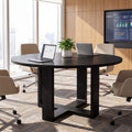 47.24 Solid Wood Round Conference Table For 6 Meeting Table Business Seminar Desk For Conference Room Home Office
