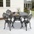 47.24In Round Black Cast Aluminum Outdoor Dining Table 4 Outdoor Dining Chairs Without Cushion