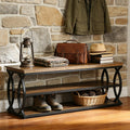 47.27 Industrial Wood Entryway Shoe Storage Bench With Metal Frame