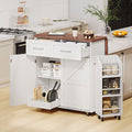 47.2 Farmhouse Kitchen Island With Drop Leaf Removable Side Racks 2 Drawers Towel Rack