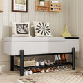 47.2 Farmhouse Upholstered Storage Bench With Hidden Compartment