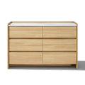 47.2 Hazel Oak 6 Drawer Dresser With Faux Marble Top Durable Manufactured Wood