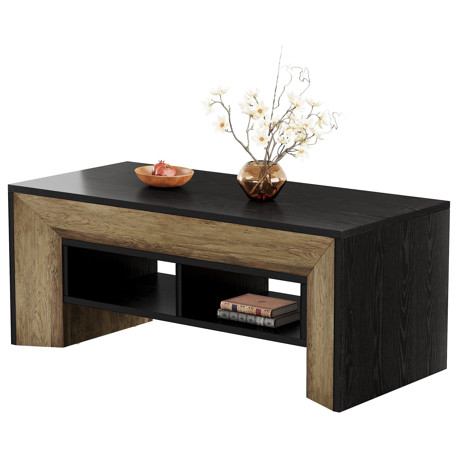 47.2 Modern Coffee Table Rectangular Wood Center Table