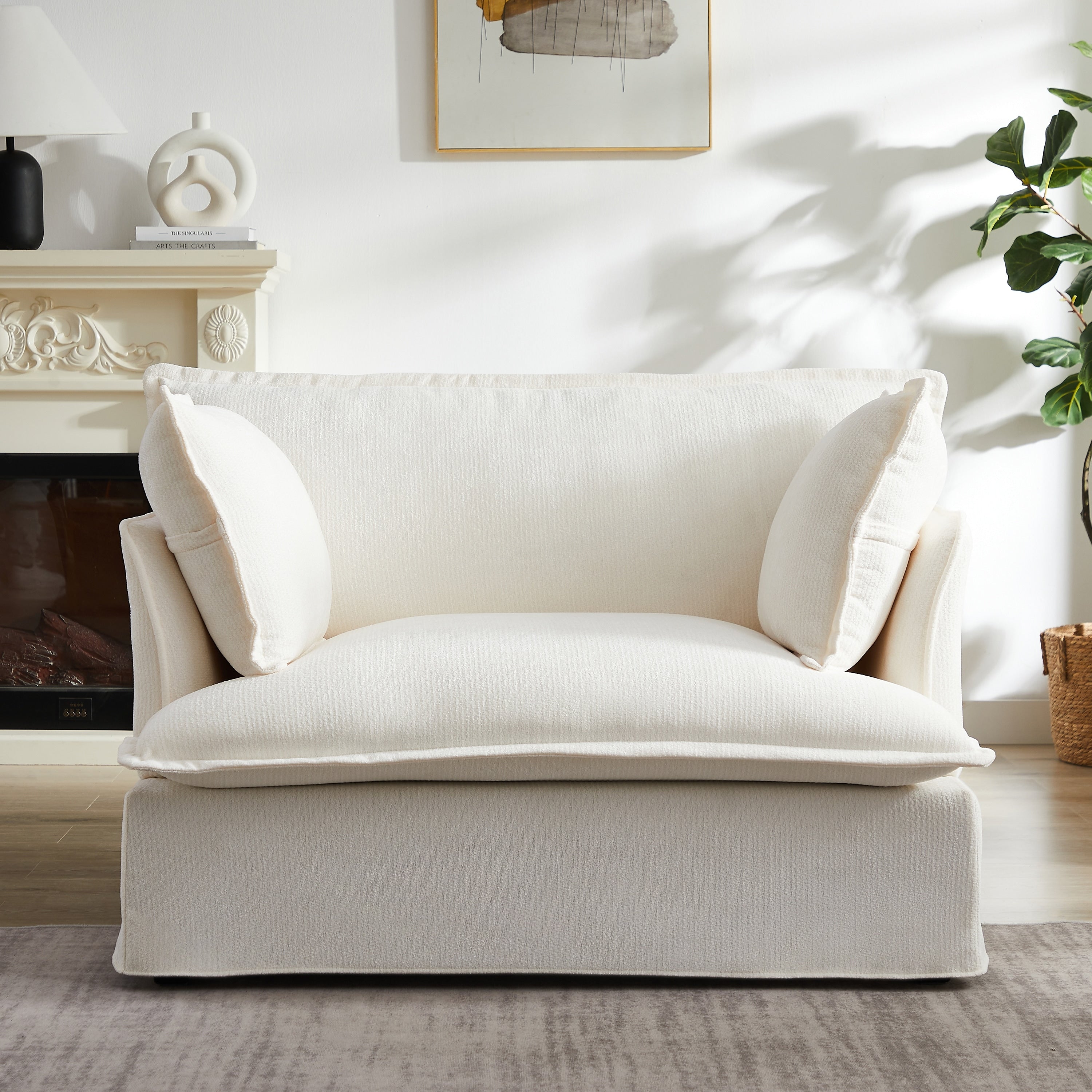 47.2 Oversized Single Sofa Chair Accent Chair With Charging Ports Chenille Armchair Lounge Chair For Living Room Apartment