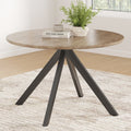 47.2 Solid Wood Round Dining Kitchen Table For 4 6 People With Intersecting Pedestal Base