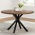 47.2 Solid Wood Round Dining Kitchen Table For 4 6 People With Intersecting Pedestal Base Walnut