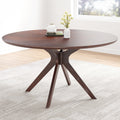 47.2 Solid Wood Round Dining Kitchen Table For 4 6 People With Intersecting Pedestal Base