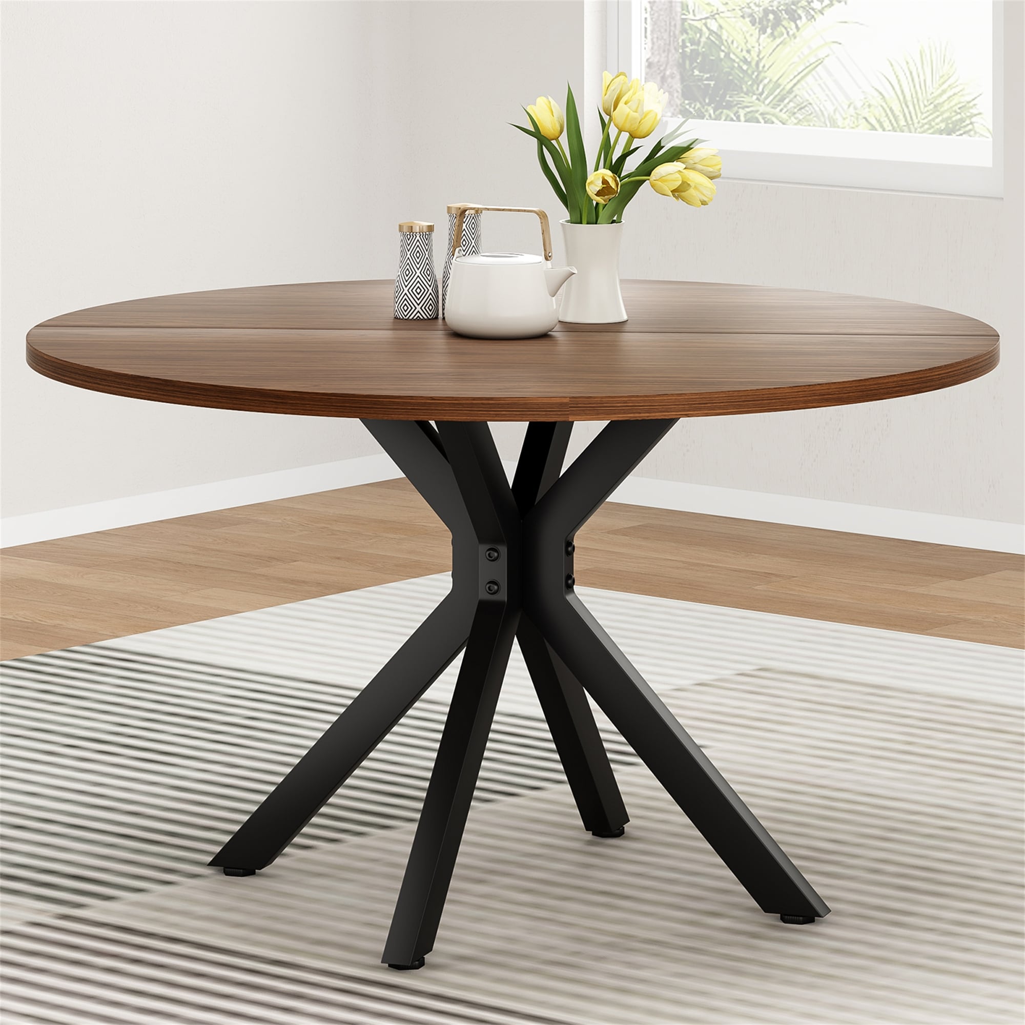 47.2 Solid Wood Round Dining Kitchen Table For 4 6 People