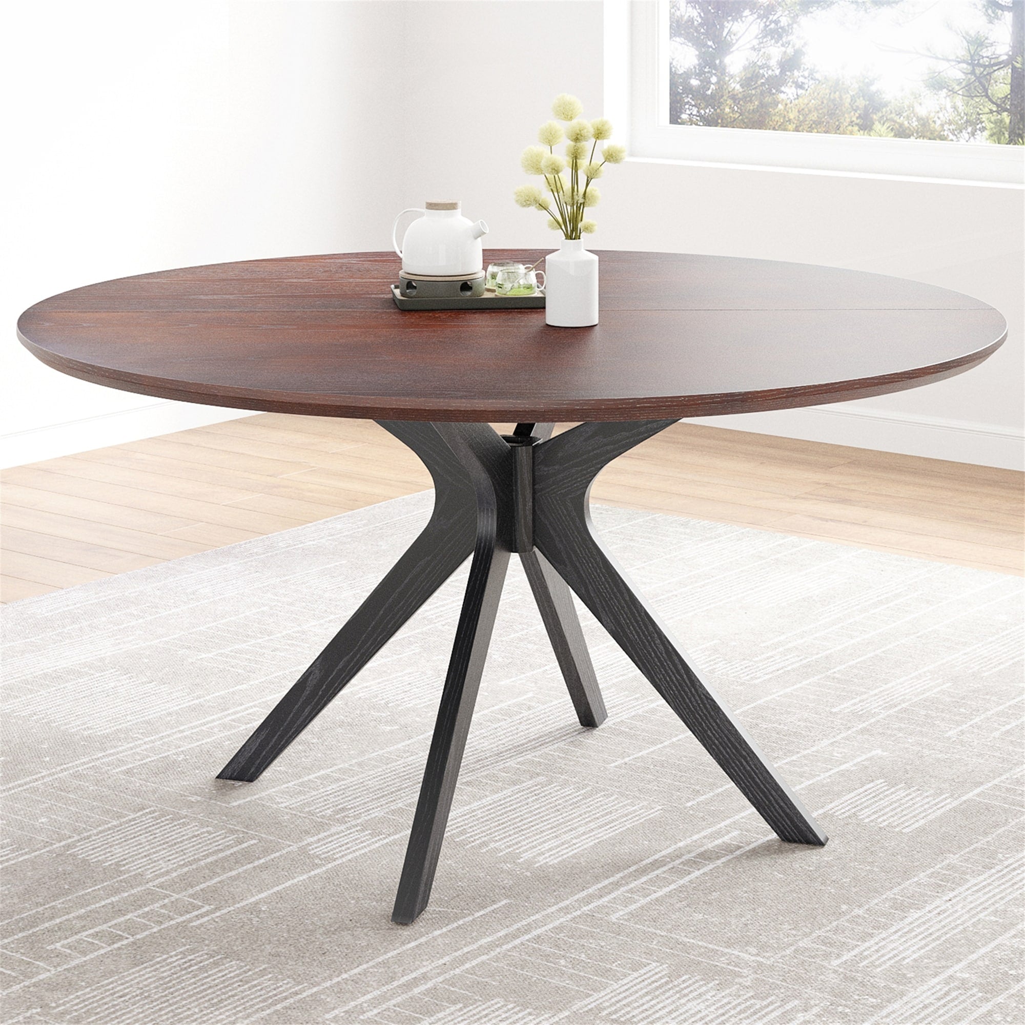 47.2 Solid Wood Round Dining Kitchen Table For 4 6 People