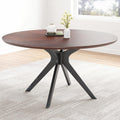 47.2 Solid Wood Round Dining Table Kitchen Table For 4 6 With Intersecting Pedestal Base