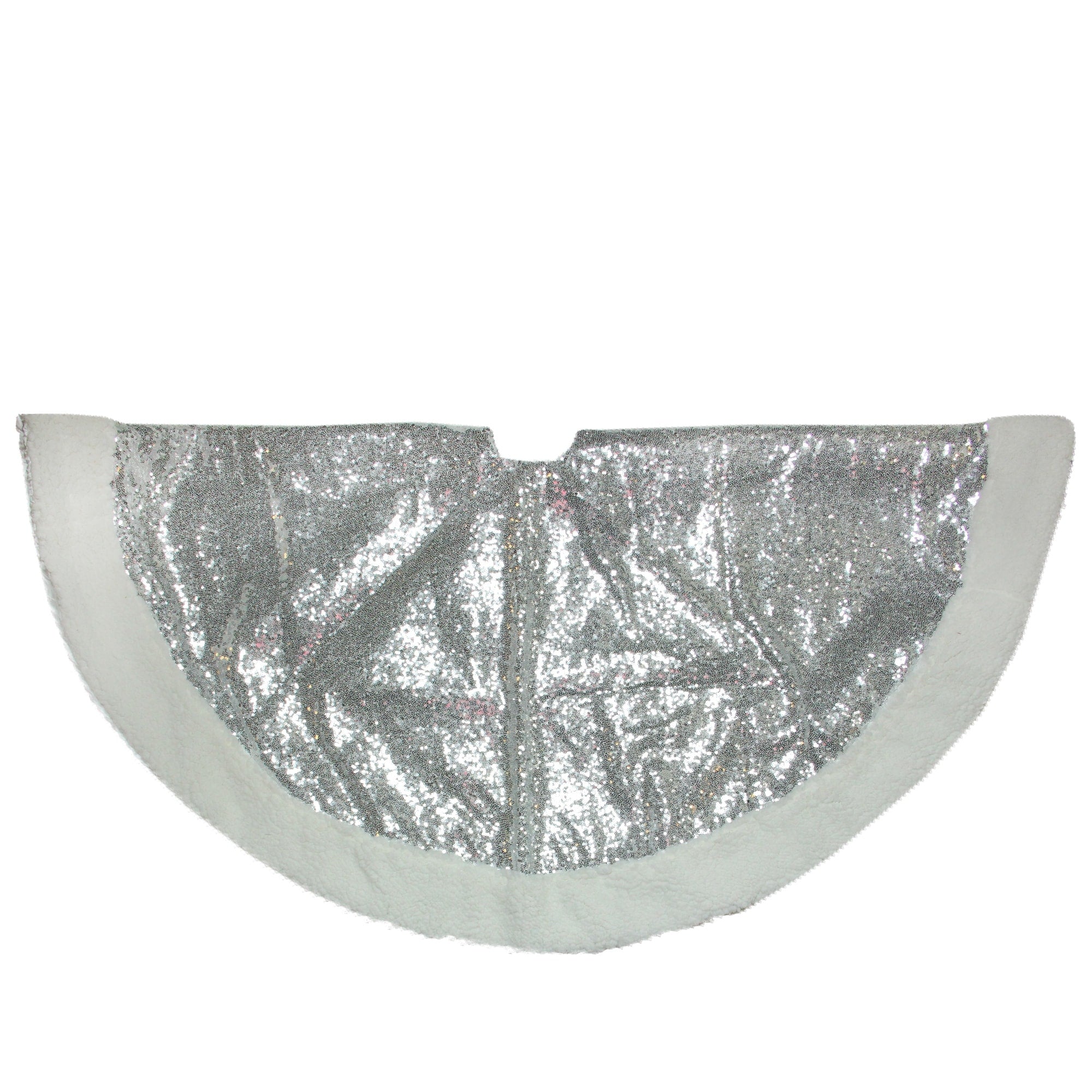47.2 Sparkling Silver And White Christmas Tree Skirt