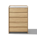 47.2 Tall Hazel Oak 5 Drawer Chest With Faux Marble Top Manufactured Wood