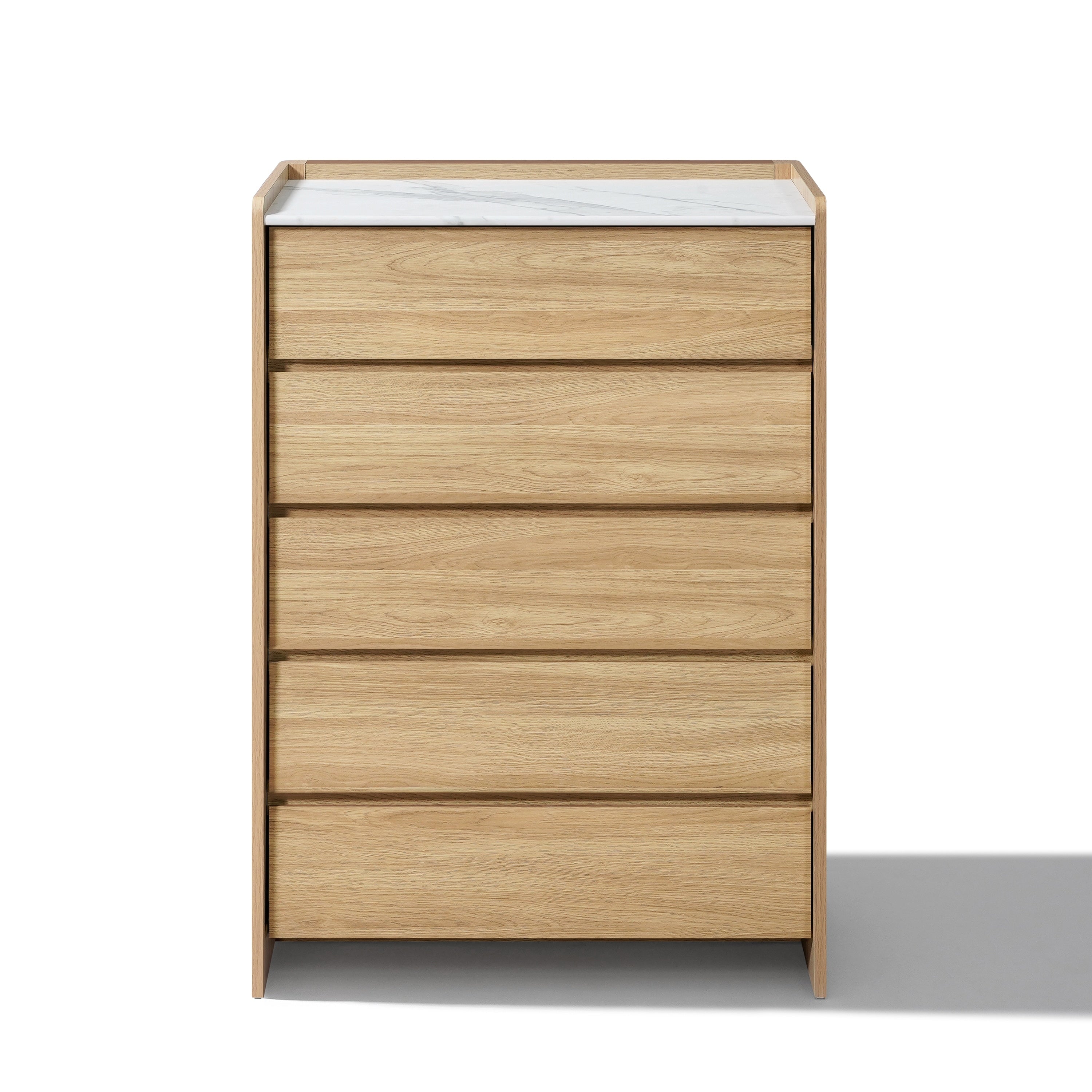 47.2 Tall Hazel Oak 5 Drawer Chest With Faux Marble Top Manufactured Wood