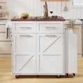 47.2 Farmhouse Kitchen Island With Drop Leaf Removable Side Racks Towel Rack And 2 Drawers 47.2 X 27.2 X 39.2