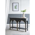 47.2X15.7X31.9 Black Wooden Console Table With Gold Accents