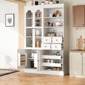 47.2X15.7X75Inch Freestanding Buffet With Hutch Tall Kitchen Pantry Cabinet With 4 Drawers Door Shelves And Pull Out Trays
