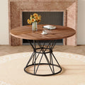 47.3 Circular Dining Table Black Hourglass Shaped Metal Brackets Modern Industrial Style Dining Table For 4 6 People