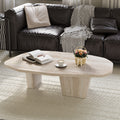 47.4 Modern Square Beige Coffee Table For Living Room With Two Legs