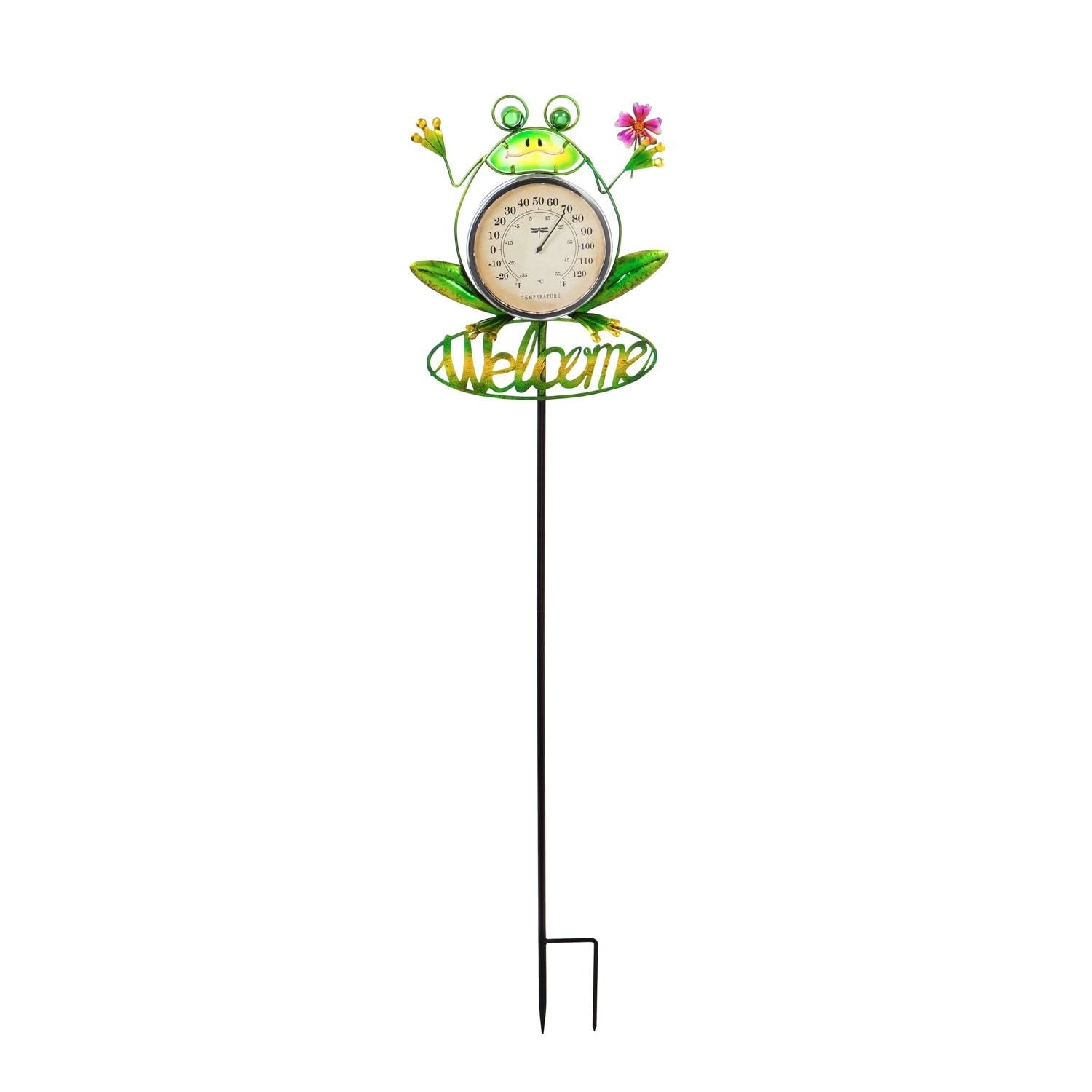 47.5 H Solar Thermometer Garden Stake Frog