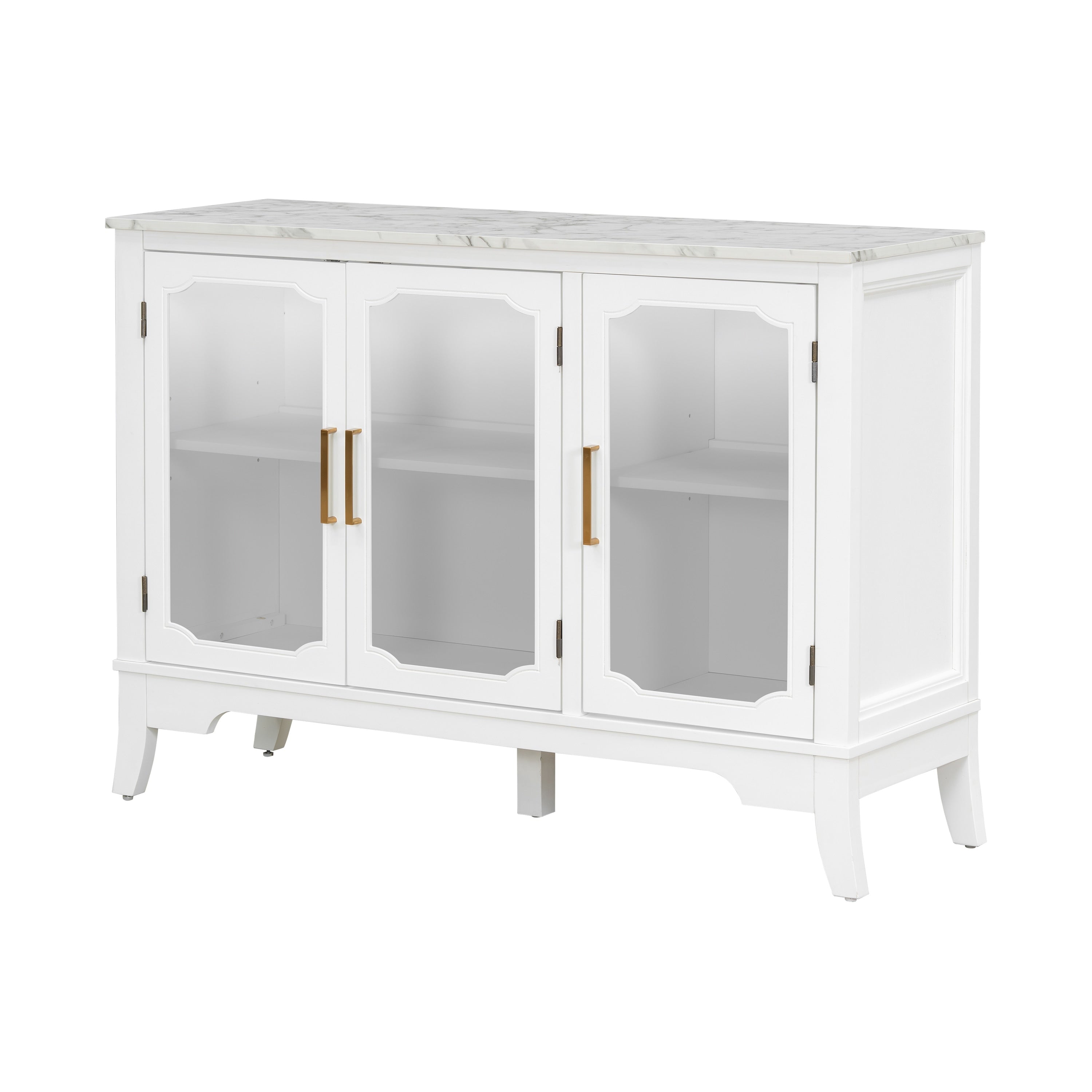 47.9 Storage Cabinet With 3 Doors And Adjustable Shelves Ancient White Buffet Cabinet Sideboard For Kitchen Hallway