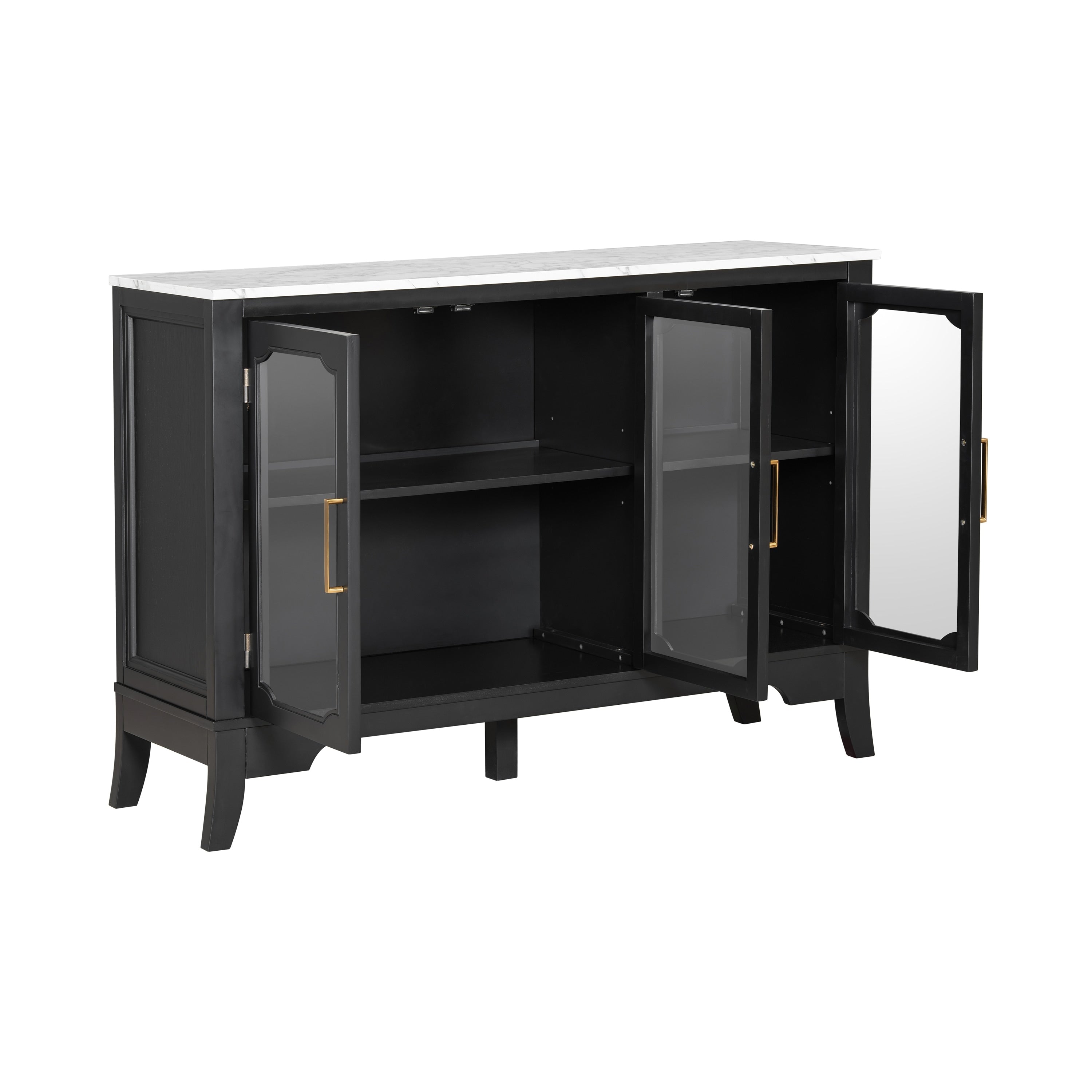 47.9 Storage Cabinet With 3 Doors And Adjustable Shelves Buffet Cabinet Sideboard For Kitchen Hallway