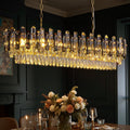 47Inch 18 Light Modern Brass Rectangle Crystal Chandelier 3 Tier Crystal Pendant Light Fixture For Dining Room 47In.