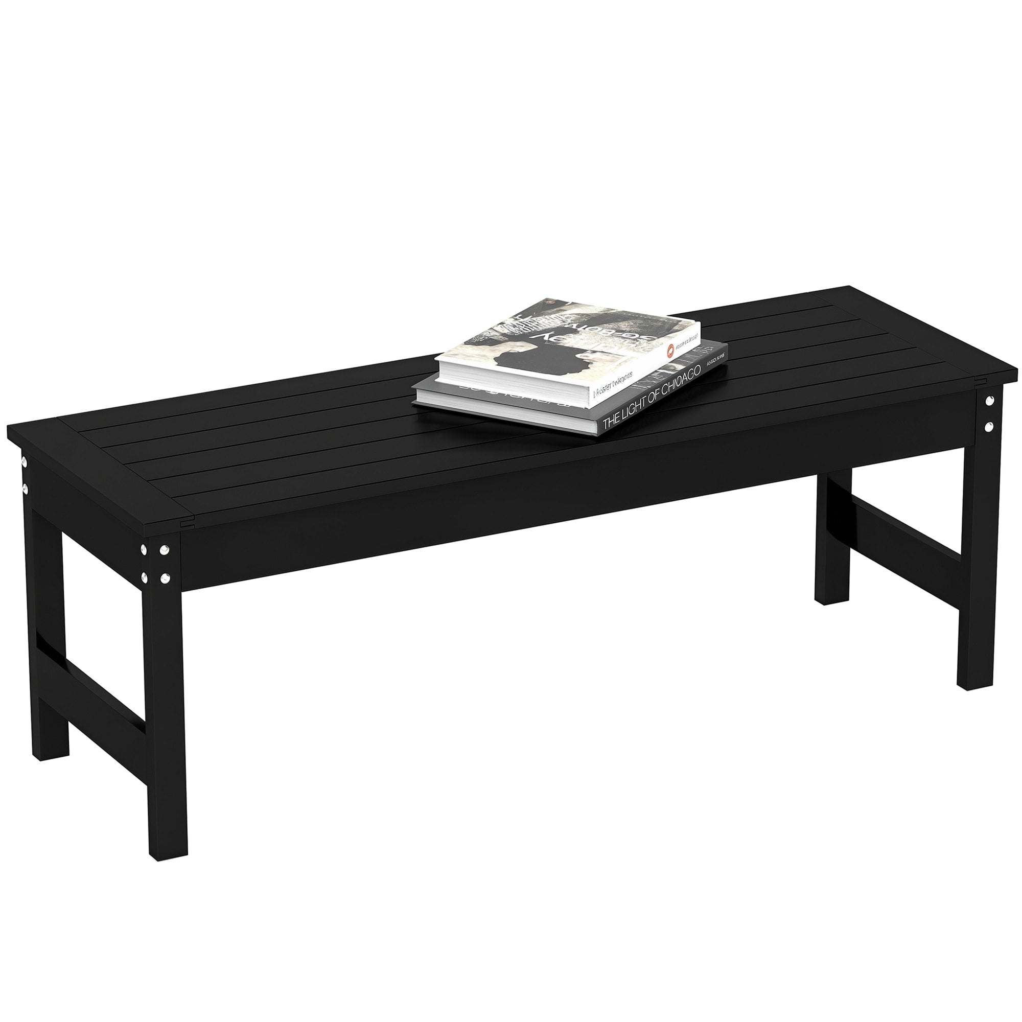 47 2 Person Outdoor Bench Hdpe Garden Bench Seat Backless Slatted Patio Bench Rot And Fade Resistant For Yard Porch