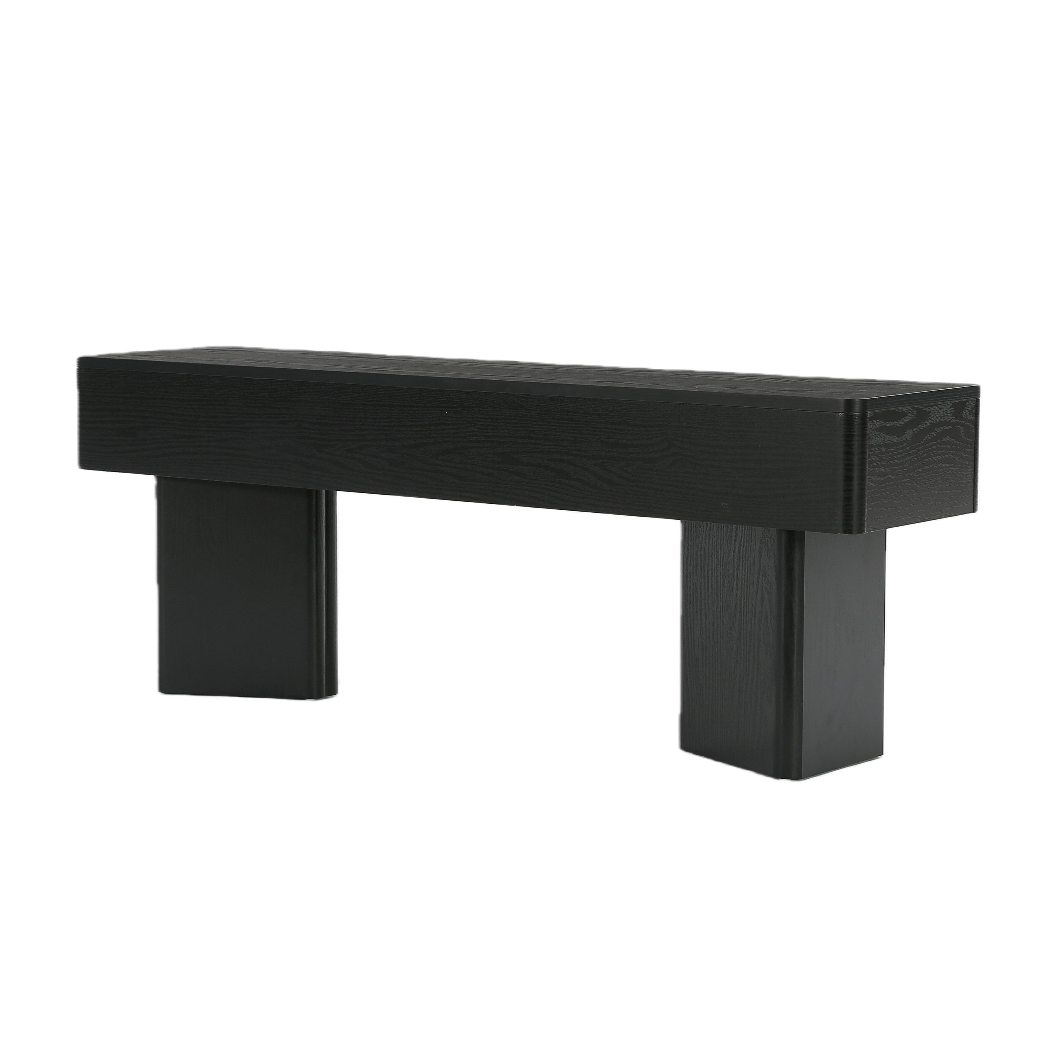 47 Black Entryway Bench With Stable Bases
