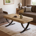 47 Coffee Table With X Shaped Curved Legs For Living Room Center
