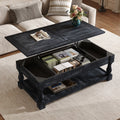 47 Farmhouse Lift Top Coffee Table With Fixed Shelf And 3 Hidden Storage Trays