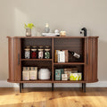 47 Fluted Buffet Sideboard Cabinet With Sliding Doors Curved Credenza Console For Kitchen Hallway