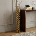 47 Gold Aluminum Pierced Geometric Cylinder Floor Vase 9.00