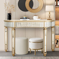 47 Half Moon Mirrored Console Table With Fluted Glass Crystal Knob Drawer Entryway Vanity Desk For Bedroom Dressing Room