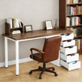 47 Home Office Writing Desk With 5 Drawers Engineered Wood Top And White Metal Legs