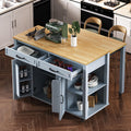 47 Kitchen Island With Extendable Dining Table Internal Storage Rack Power Outlet 2 Drawers 2 Cabinet
