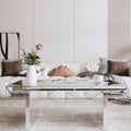 47 Luxury Rectangular Mirror Coffee Table With Fluted Tempered Glass
