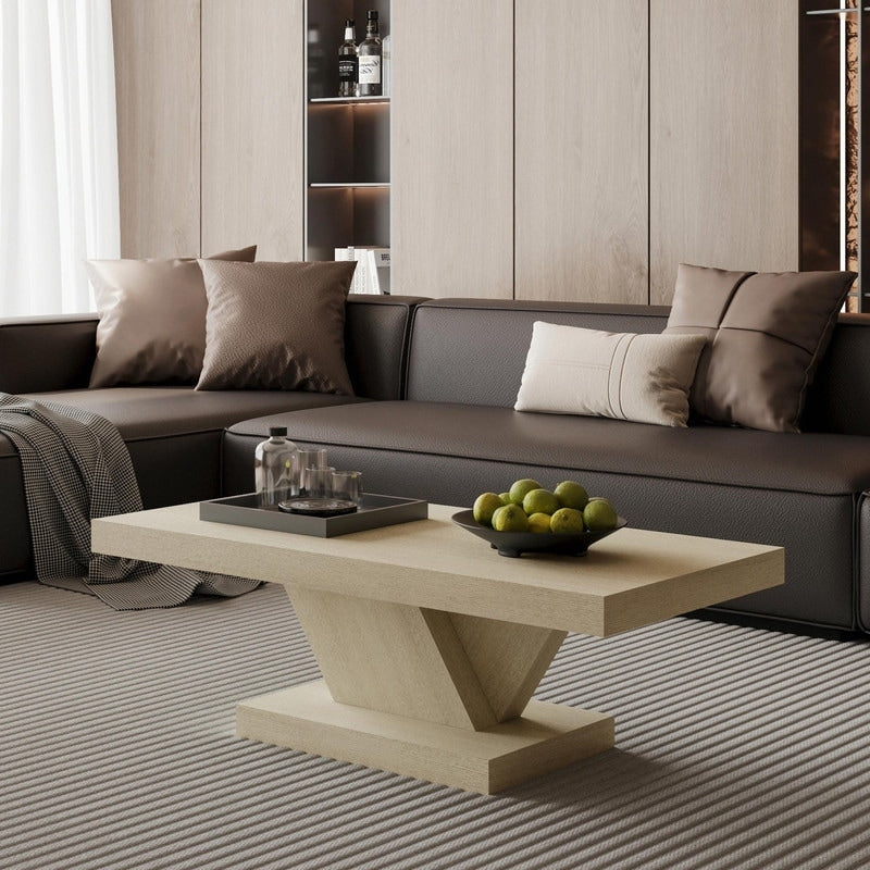 47 Modern Cross Leg Coffee Table Solid Wood Veneer Center Table With Sturdy X Shape Design And Ample Storage