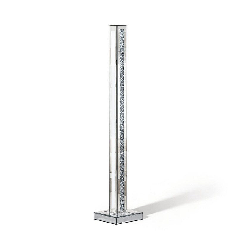 47 Modern Glam Mirrored Crystal Tall Floor Lamp