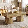 47 Rectangular Coffee Table With Double Pedestal Wooden Sofa Tables For Living Room