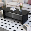 47 Rectangular Coffee Table With Storage Cabinet With Glass Doors For Living Rooms