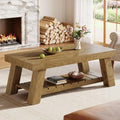 47 Rectangular Coffee Tables For Living Room 2 Tier Farmhouse Wood Center Table With Storage 47.2 L X 23.62 W X 17.9 H