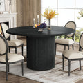 47 Round Dining Table For 4 6 Modern Fluted Kitchen Dinner Table With Pedestal Base 47.2 L X 47.2 W X 29.5 H