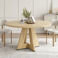 47 Round Dining Table For 4 7 People Modern Wood Kitchen Table With Metal Base Large Round Dinner Table