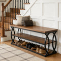 47 Shoe Storage Bench 3 Tier Wood Entryway Bench With Metal Frame