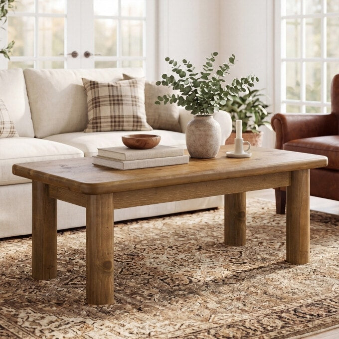 47 Solid Wood Coffee Table Rectangular Center Table For Living Room