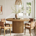 47 Solid Wood Round Farmhouse Pedestal Dining Table Kitchen Table For 4 6 47 L 47 W 29.5 H