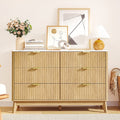 47 Wooden Buffet Cabinet With Faux Marble Top Fluted Chest Of Drawers With Curved Edges